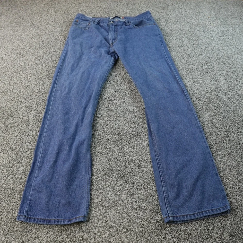 Levis Jeans Mens 36X32 Dark Blue Denim Pants 505 Straight Leg Western Cowboy Y2K